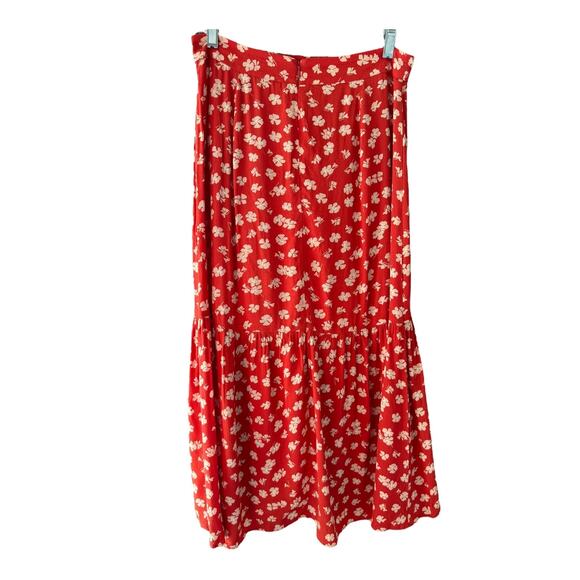 Madewell Ruffle-Wrap Midi Skirt in Happy Hibiscus size 2 - Picture 8 of 12